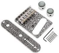 Jiayouy Piastra a ponte con interruttore a 3 vie, 2 manopole a cupola zigrinate per chitarra elettrica Tele Telecaster a 6 corde (cromata)