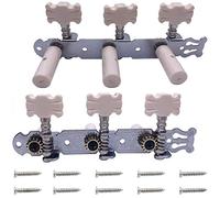 Jiayouy Set di 3 chiavi di accordatura per chitarra classica, 3 a sinistra e 3 a destra, con viti, pulsante bianco avorio a farfalla