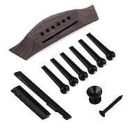 Jiayouy Set di 6 piroli per chitarra acustica in palissandro con capotasto per ponte, 6 piroli per ponte, perni terminali, sella e capotasto, stile A, nero