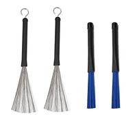 Jiayouy Set di spazzole per batteria retrattili, 1 paio di spazzole per batteria e 1 paio di spazzole in nylon per cajon jazz, batteria acustica che suona amante della musica