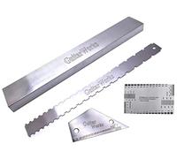 Jiayouy Set di strumenti per liutaio a doppia scala per chitarra con intaglio a bordo dritto String Action Gauge Righello Fret Rocker Fret Leveling Beam per chitarra e basso strumento di configurazione in acciaio inossidabile