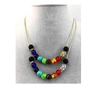 JIAZIB Charm Necklace Birthday Gifts Colorful Natural Agate Lava Rock Volcanic Stone for Girls Anniversary Party (Color : Two)