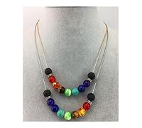 JIAZIB Charm Necklace Birthday Gifts Colorful Natural Agate Lava Rock Volcanic Stone for Girls Anniversary Party (Color : Four)