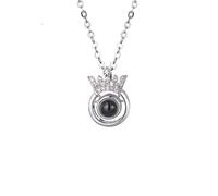 JIAZIB Charm Necklace Birthday Gifts Copper Plating Platinum Crown Pendant for Friends Anniversary (Color : White gold, Size : Pendant with chain)