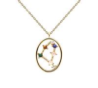 JIAZIB Collane con ciondolo Compleanno Regali di Natale Ciondolo ovale a dodici costellazioni in rame for la festa delle amiche (Color : Leo)