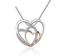 JIAZIB Collane con ciondolo Regali di compleanno di Natale Catena a forma di cuore con intarsio di gemme miste in cupronichel a forma di cuore for la festa nuziale delle donne