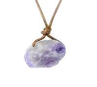 JIAZIB Collane con Ciondolo Regali di Natale Corda di Cera Pendente in Agata di Cristallo Naturale Irregolare for la Festa delle Sorelle (Color : Amethyst)