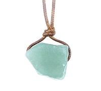 JIAZIB Collane con Ciondolo Regali di Natale Corda di Cera Pendente in Agata di Cristallo Naturale Irregolare for la Festa delle Sorelle (Color : Green Aventurine)