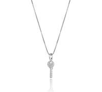 JIAZIB Pendant Necklaces Birthday Christmas Gifts Micro Inlaid Zircon 925 Silver Key Pendant Unisex for Wife Wedding (Color : Argento)