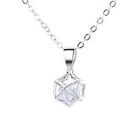 JIAZIB Pendant Necklaces Birthday Christmas Gifts Silver Cross Chain Electroplating Clover Hollow Solitaire for Women Party Wedding