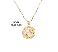 JIAZIB Pendant Necklaces Birthday Christmas Gifts Twelve Constellations Round Shape Pearl Oyster Silver Plated for Girls Party Anniversary (Color : Cancer gold)