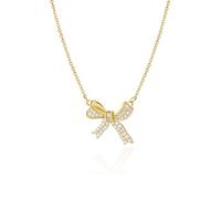 JIAZIB Pendant Necklaces Birthday Gifts Copper Diamond Bow Pendant Snake Bone Chain for Women Party