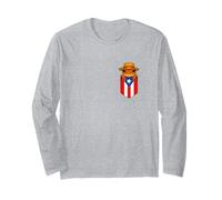 Jibaro Coqui Frog Puerto Rico Flag Buricua Pocket Borinquen Maglia a Manica