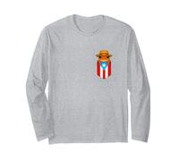 Jibaro Coqui Frog Puerto Rico Flag Buricua Pocket Borinquen Maglia a Manica