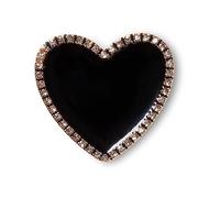 Jibbitz Crocs - Ciondolo a forma di cuore nero con contorno dorato, multicolore, senza pietre preziose