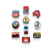 Jibbitz/Pins Viaggi & Paesi per Crocs - Ciondoli in PVC Parigi Italia Egitto India Cina Mosca - Pin Charms Zoccoli Explorer Mondo
