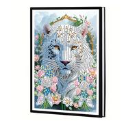 JICFDAO Diario fai da te tigre, 14,5 x 21 cm, con diamanti bianchi, formato A5, per dipingere con i numeri, per pianificare, scrivere, imparare regali