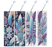 JICFDAO DIY Diamond Painting Bookmark Kit 4 segnalibri 5D Diamond Painting Segnalibro artistico per collezionisti di libri, amanti della lettura, regalo per insegnanti