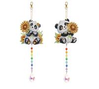 JICFDAO Set di 2 scacciapensieri con diamanti e cristalli da appendere al sole, decorazione per finestre, casa, giardino, regali per amici e parenti, panda