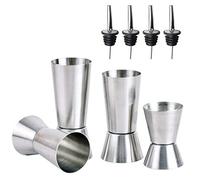 Jicyor 4 Pezzi Dosatore Cocktail, Misurino Cocktail 30ml/40ml/50ml/60 ml,Jigger Cocktail,Misurino Doppio per Cocktail in Acciaio Inox,Misurino Gin Tonic con 4 Tappo Versatore
