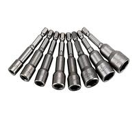 Jicyor kit di punte magnetiche in acciaio, 9 Pezzi Inserti Avvitamento in acciaio 1/4" Punte Cacciavite Magnetiche per utensili con impugnatura per cacciavite elettrico(6-14MM)