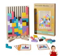 Jicyor Puzzle in legno per bambini, giochi in legno per bambini, gioco interattivo 3D, per bambini e adulti, con 10 carte sfida, miglioramento del riconoscimento del colore e capacità logica