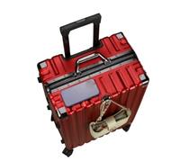 Jidanmian ABS Hardside Luggage,Lightweight Hardside Suitcase with Spinner Wheels/Sturdy Combination Lock,Waterproof Large Checked Luggage for Travel(Red,24")