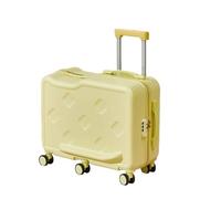 Jidanmian Bagaglio a mano rigido, valigia da viaggio cavalcabile da 20"/22" con lucchetto a combinazione/gancio/maniglia in lega di alluminio, valigia girevole in ABS per viaggi(Yellow,22")