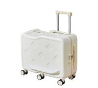 Jidanmian Bagaglio a mano rigido, valigia da viaggio cavalcabile da 20"/22" con lucchetto a combinazione/gancio/maniglia in lega di alluminio, valigia girevole in ABS per viaggi(White,20")