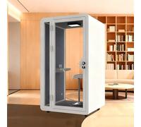 Jidanmian Cabina Acustica Monoposto per Ufficio su Ruote - Privacy Audio per Telefonate e Lavoro Profondo - Soluzione Acustica per Casa e Scrivania, Dotata di Illuminazione LED(White,100x100x233cm)