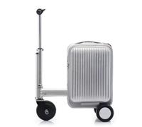 Jidanmian Carry-On Electric Luggage,Smart Rideable Suitcase,One-Button Fold Waterproof Lightweight Carry On for Airport Lightweight Business Travel(Silver)