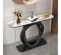 Jidanmian Consolle moderna, tavolino da ingresso in stile industriale, gambe in metallo ellittiche, decorazione stretta con contenitore, tavolo da ingresso extra lungo per soggiorno(Black,39.37in)