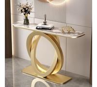 Jidanmian Consolle moderna, tavolino da ingresso in stile industriale, gambe in metallo ellittiche, decorazione stretta con contenitore, tavolo da ingresso extra lungo per soggiorno(Gold,39.37in)