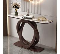 Jidanmian Consolle moderna, tavolino da ingresso in stile industriale, gambe in metallo ellittiche, decorazione stretta con contenitore, tavolo da ingresso extra lungo per soggiorno(Bronze,59.06in)