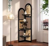 Jidanmian Libreria angolare a 4 ripiani, libreria stretta, moderna angolare boho, libreria indipendente salvaspazio per soggiorno, camera da letto, studio, ufficio(D,100cm)