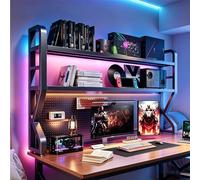 Jidanmian Libreria da scrivania a 2 livelli con pannello forato, robusta libreria in acciaio con accessori fai-da-te, organizer da banco a 2 livelli per ufficio, dormitorio e casa.(22.44"/57cm)