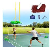 Jidanmian Pali da Badminton Resistenti, Pali da Badminton con Rete da 6,1x0,76 m e Base con Pesi Ricaricabili, Set da Allenamento Sportivo con Ruote, per Adulti, Bambini, scuole, all'aperto
