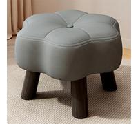 Jidanmian Pouf poggiapiedi piccolo, poggiapiedi a forma di fiore, panca imbottita per scarpe, poggiapiedi in pelle, gambe rialzate per tavolo, spugna ad alta resilienza, per soggiorno(Gray)