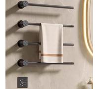 Jidanmian Scaldasalviette, Barra portasciugamani Nera Opaca, Scaldasalviette elettrici da 18 Pollici con Pannello Touchscreen Intelligente, Portasciugamani a Parete per WC, Cucina e Soggiorno