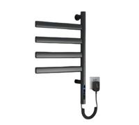 Jidanmian Scaldasalviette Elettrico con Rotazione a 180°, scaldasalviette, stendibiancheria a Parete, Temperatura Regolabile: 30-70°C, scaldasalviette per casa, Bagno e saloni(Black,Four Poles)