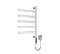 Jidanmian Scaldasalviette Elettrico con Rotazione a 180°, scaldasalviette, stendibiancheria a Parete, Temperatura Regolabile: 30-70°C, scaldasalviette per casa, Bagno e saloni(White,Five Poles.)