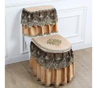 Jidanmian Set di 3 copriwater, Set di tappetini per WC in Pizzo di Velluto, Set di copriwater/Coperchio/tanica WC con Doppia Cerniera, Accessori per Il Bagno(A)