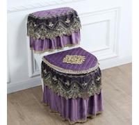 Jidanmian Set di 3 copriwater, Set di tappetini per WC in Pizzo di Velluto, Set di copriwater/Coperchio/tanica WC con Doppia Cerniera, Accessori per Il Bagno(C)