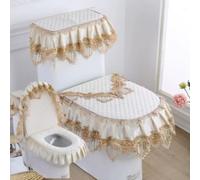 Jidanmian Set di 3 copriwater, Tappetino per WC in Pizzo di Velluto con Doppia Cerniera, Coperchio per WC in Pizzo Morbido, Serbatoio, copriwater, per Tutte Le Stagioni(Q)