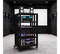 Jidanmian Supporto AV a 5 ripiani con ruote, portata 100 kg, robusto e moderno, per ricevitori stereo, mensola per console, mensola audio-video regolabile, per giradischi, DVD, decoder TV