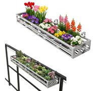 Jidanmian Supporto per vasi da Fiori sospesi in Acciaio Inossidabile per ringhiere, Robusto Supporto per vasi da Balcone, Cestino sospeso, capacità 75 kg, per Interni ed Esterni(50X20X12CM)