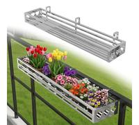 Jidanmian Supporto per vasi da Fiori sospesi Robusto, fioriera da ringhiera in Acciaio Inossidabile - Supporto per Piante da Balcone, Cestino sospeso per Piante da Balcone per Giardino(100X25X12CM)