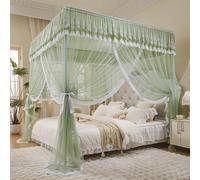Jidanmian Tenda a baldacchino per letto a baldacchino con 4 angoli, in pizzo di lusso, per principessa, con papillon, per la decorazione della camera da letto delle ragazze adulte(Green,Medium)