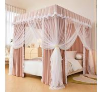 Jidanmian Tenda a baldacchino per letto a baldacchino con balza a 4 angoli, drappeggio lussuoso e accogliente,per la decorazione della camera da letto di ragazze e adulti(Light camel,Small)