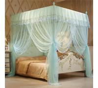 Jidanmian Tenda a baldacchino per letto a baldacchino con balza a 4 angoli, drappeggio lussuoso e accogliente, 100% poliestere antistrappo, design a tre ante(Green,Medium)